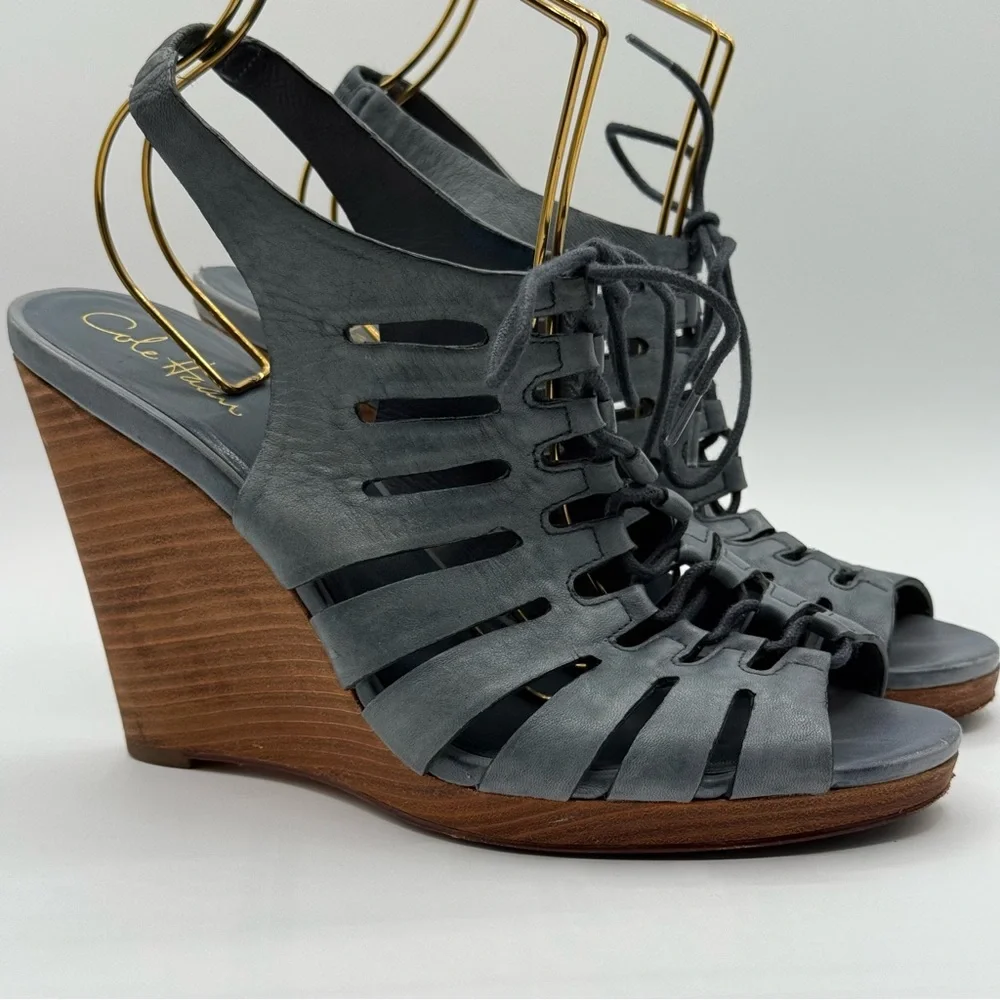 Cole Haan Nike Air Skye Lace Up Strappy Gladiator Wedge Size 10B - Picture 5 of 15